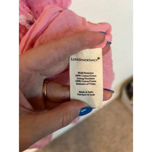 Love Shack Fancy Miri Dress in Coral Blaze Pink Small Womens MIdi Floral - Picture 8 of 8